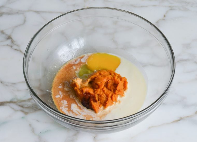 wet ingredients for pumpkin scones