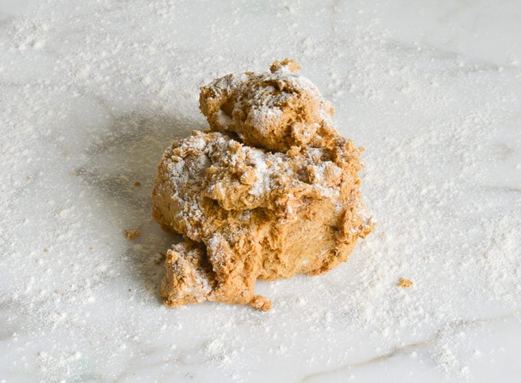 pumpkin scone dough on work surface