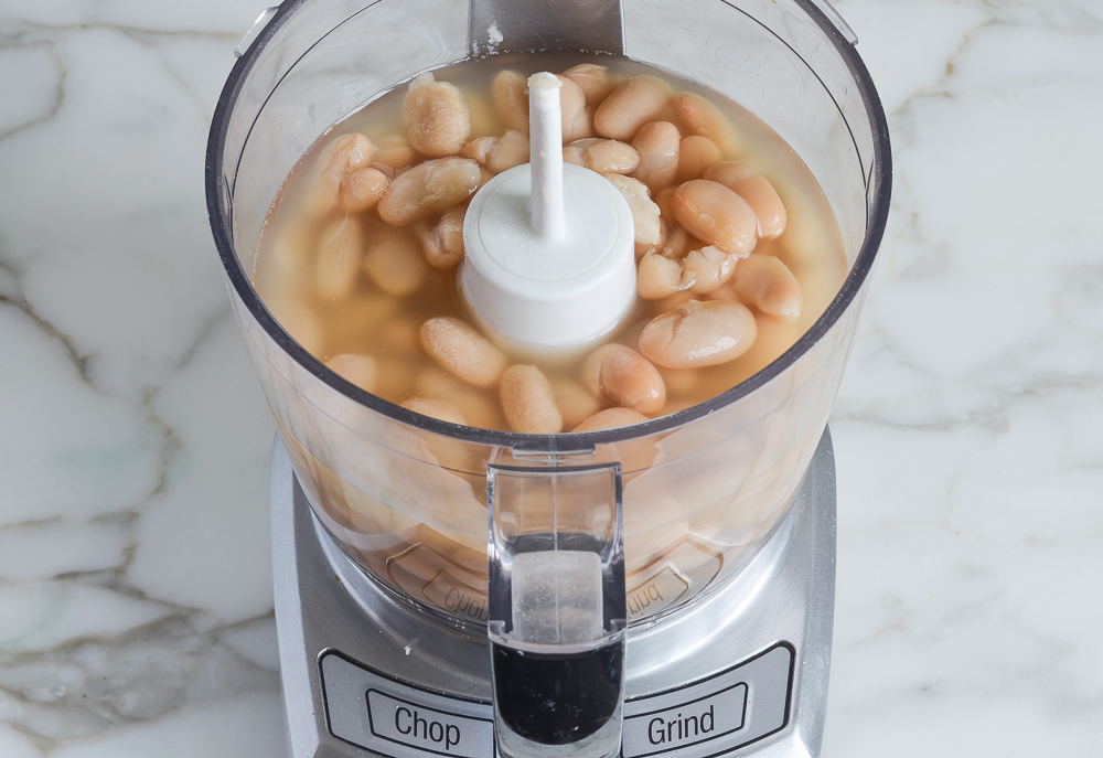 beans and broth in food processor