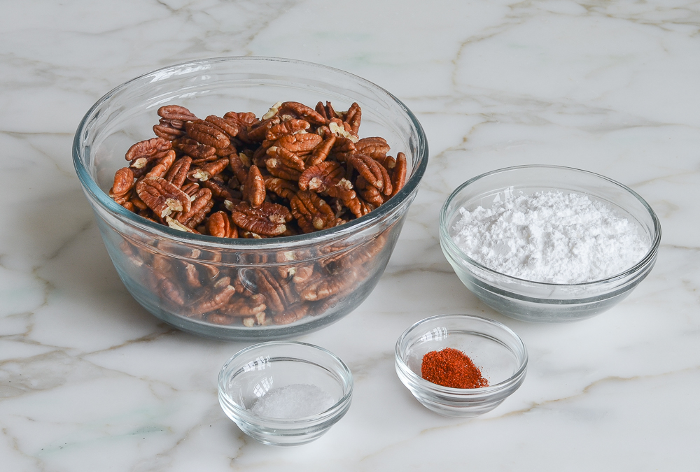 ingredients for candied pecans
