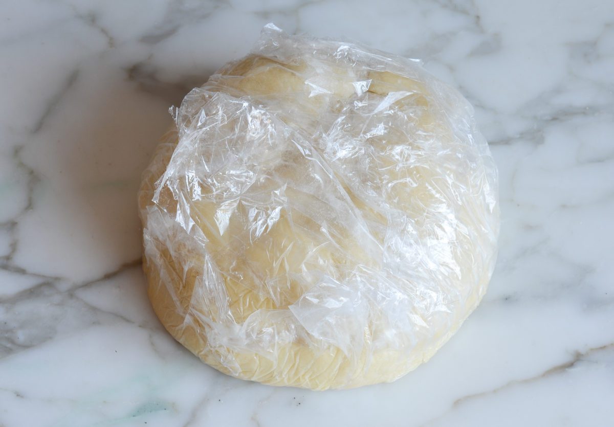 snickerdoodles dough wrapped in plastic