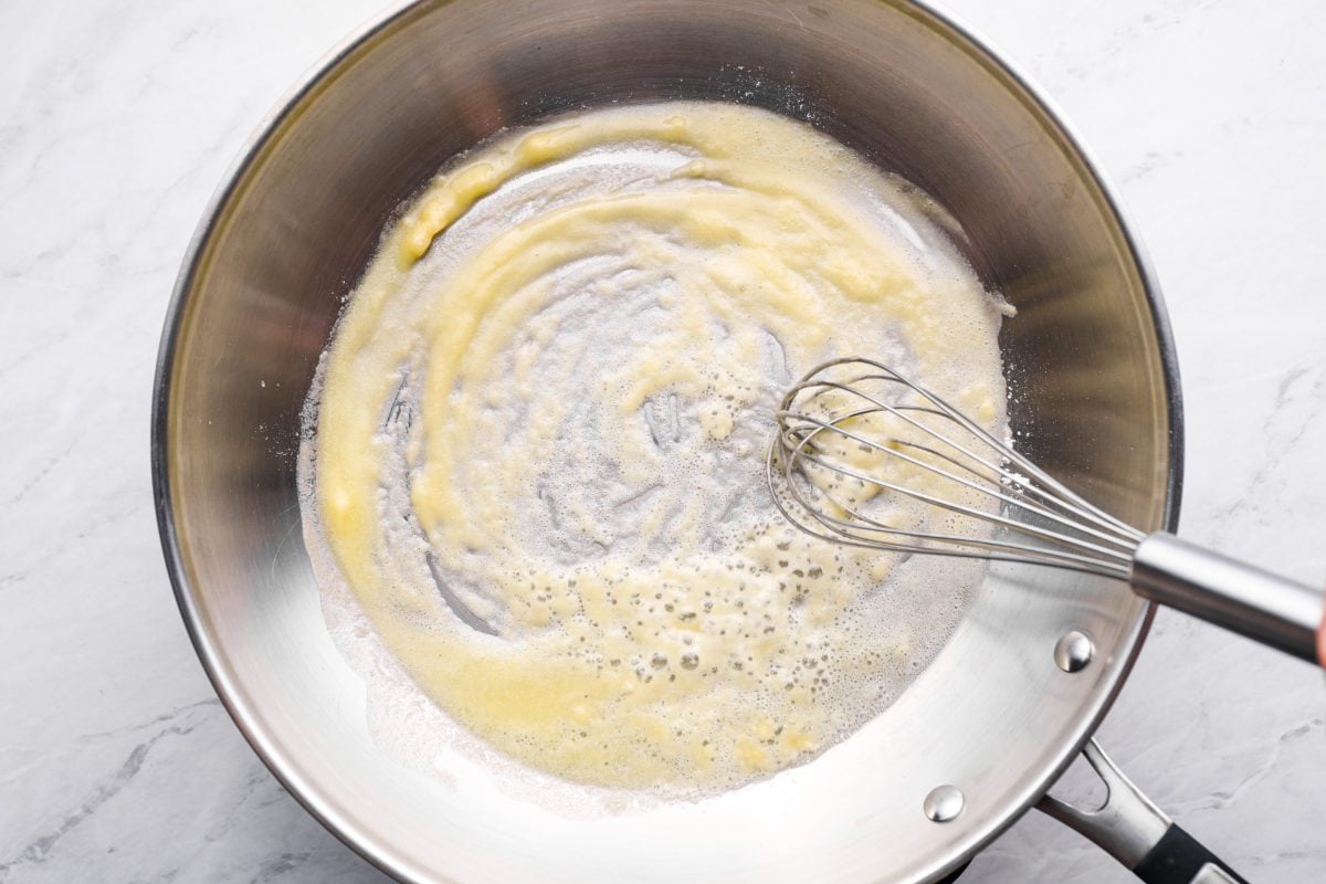 butter and flour in saucepan