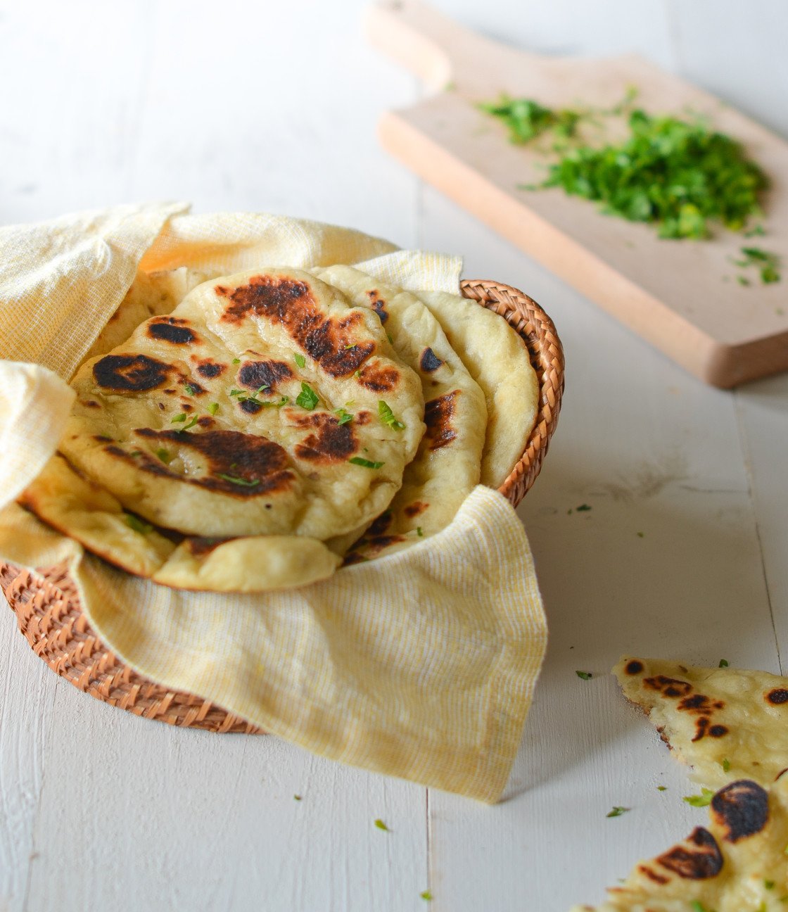 Basket of homemade naan.