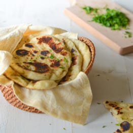 Basket of homemade naan.