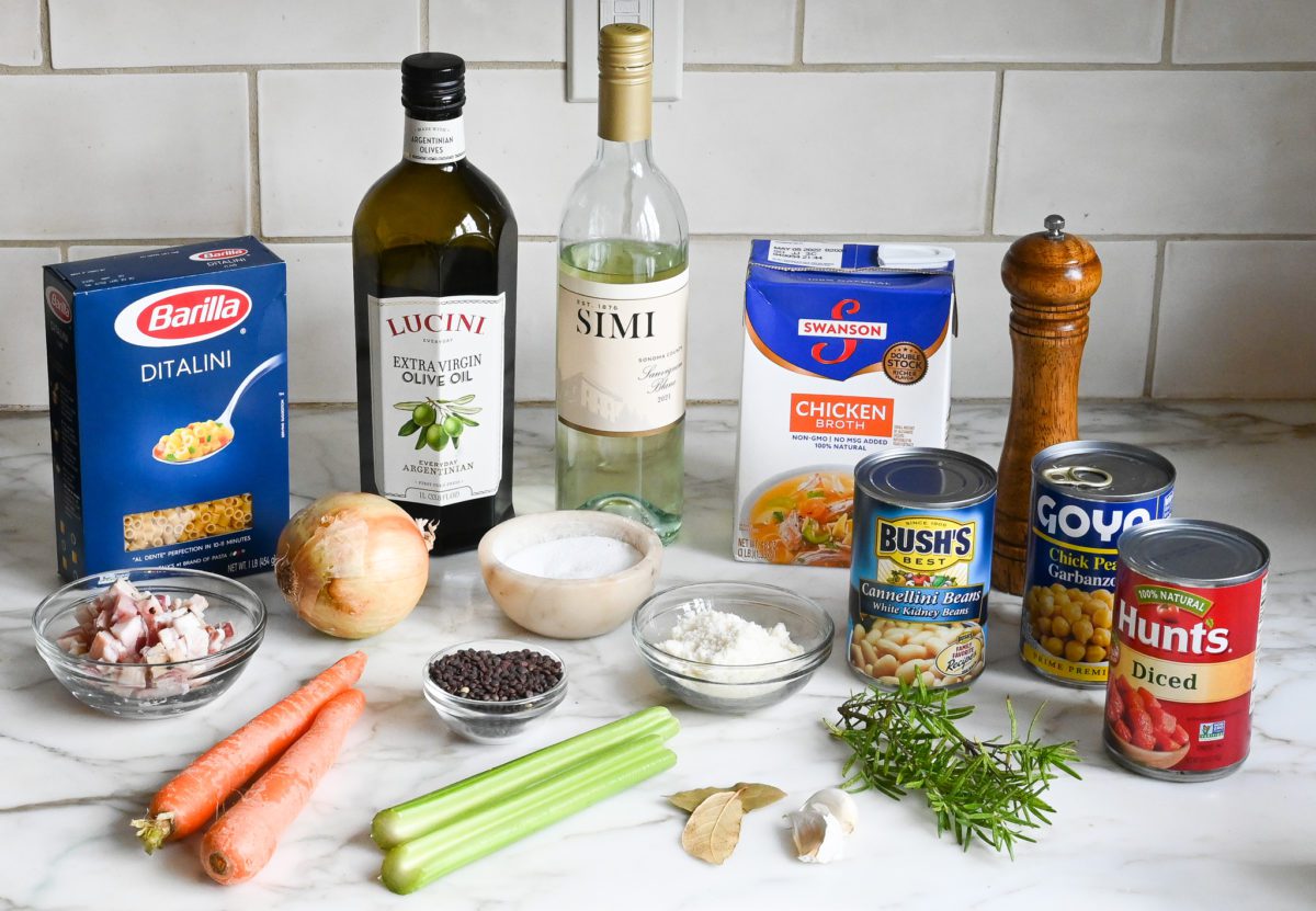 Pasta fagioli ingredients.