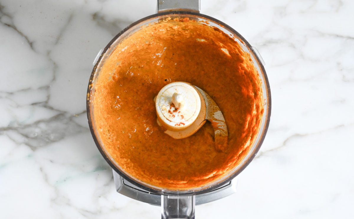 blended marinade in food processor