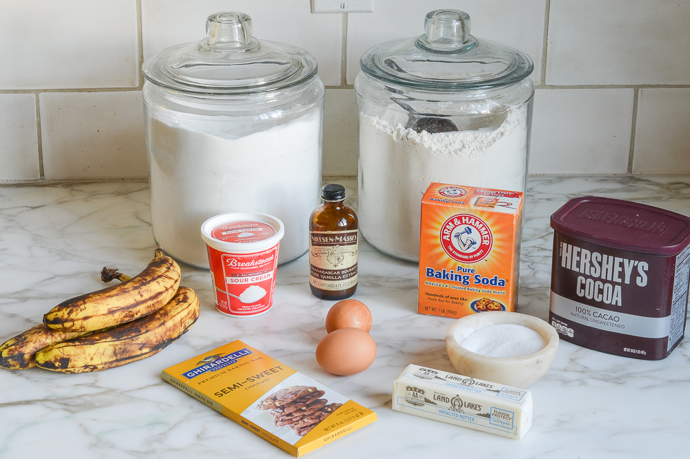 ingredients for marbled banana bread