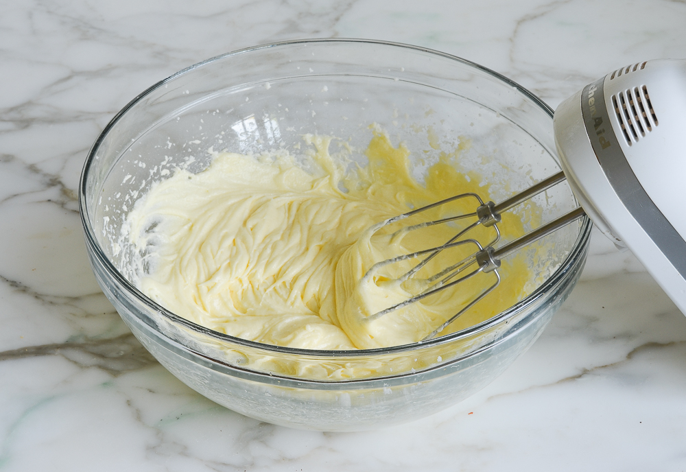 eggs beaten into creamed butter mixture