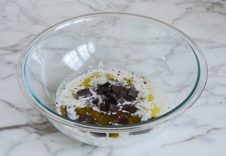 chopped chocolate and melted butter