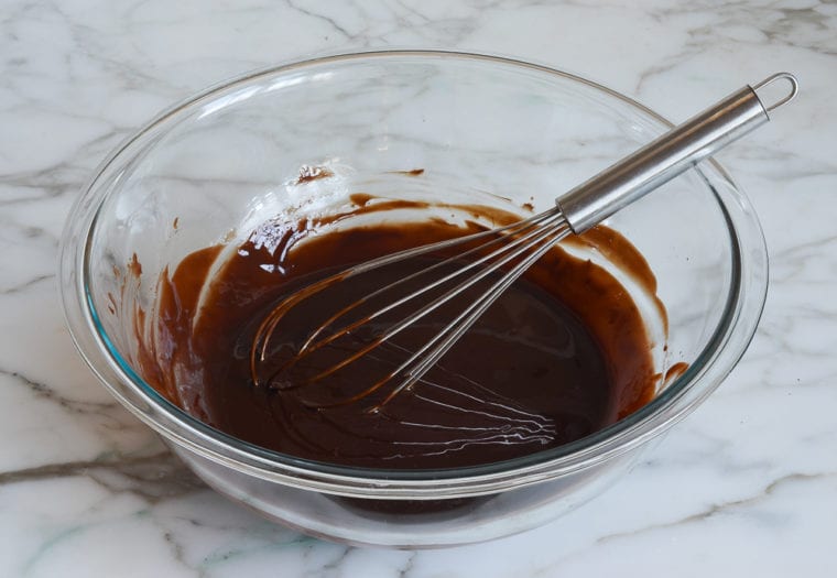 melted chocolate and butter mixture