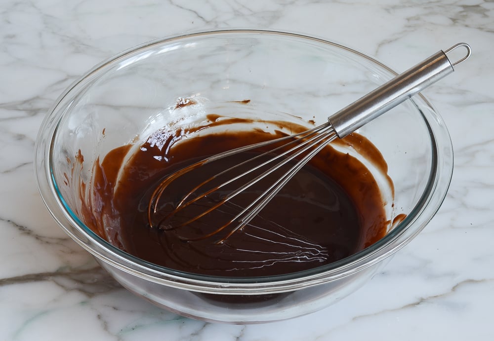 melted chocolate and butter mixture