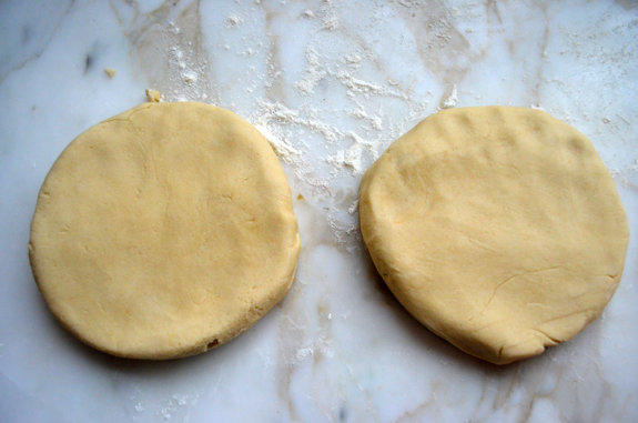 Two discs of dough.