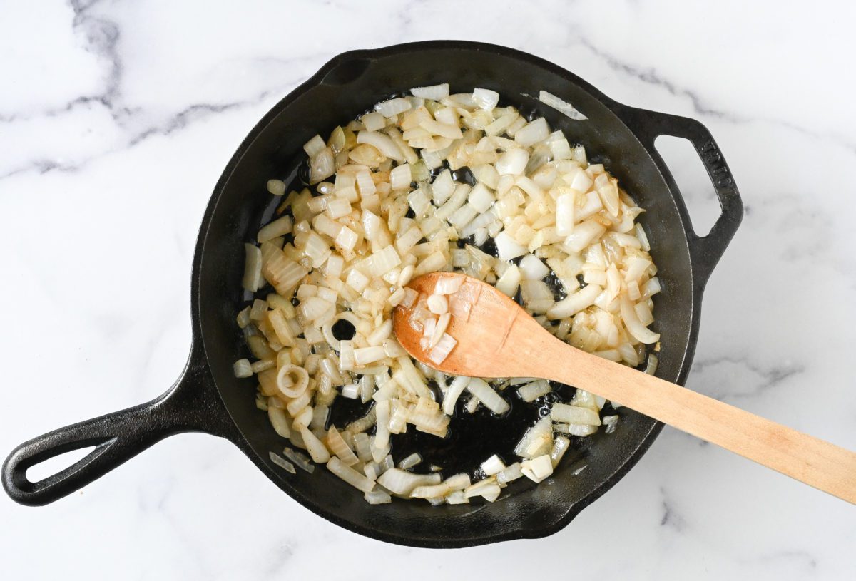 sautéed onions in skillet