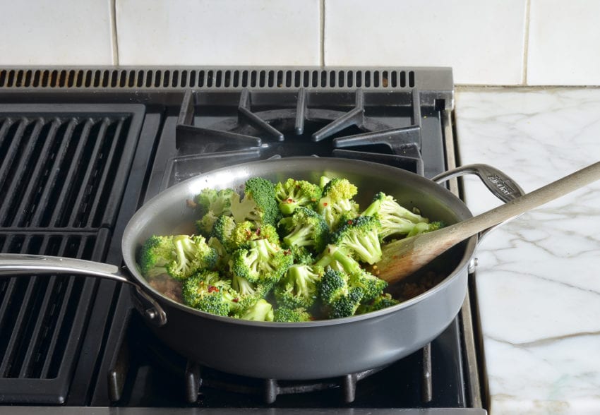 adding the broccoli