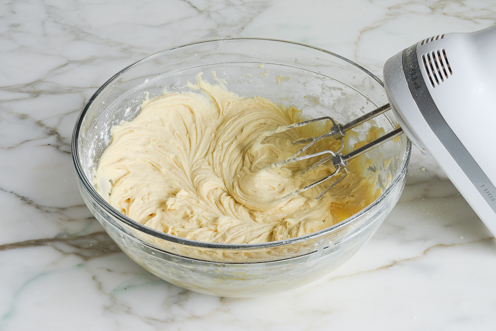 strawberry muffin batter with flour mixture and milk incorporated 