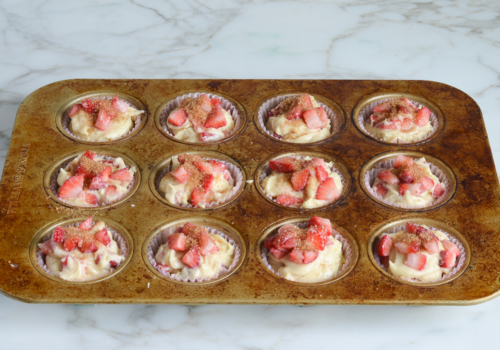 strawberry muffins ready to bake