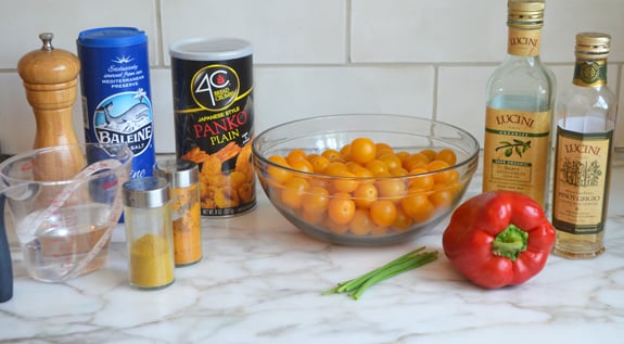 Gazpacho ingredients including panko, sea salt, and red pepper.