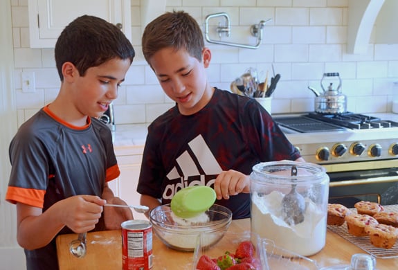 My son, Zach (right), and his friend Evan helping me test the recipe.