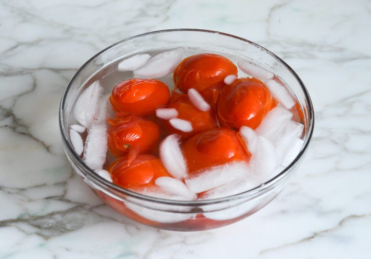 tomatoes in water bath