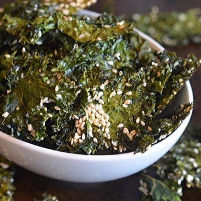 Bowl of kale chips.