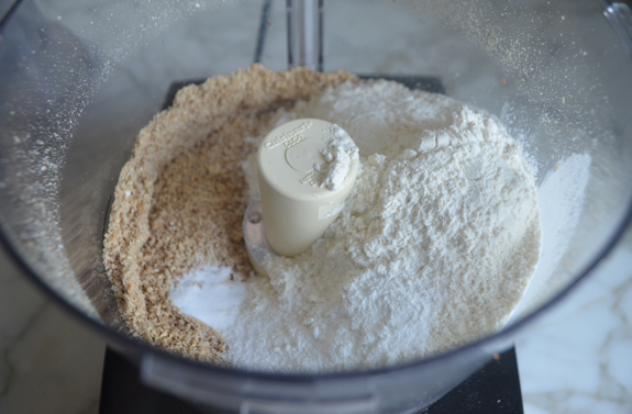 Ground oats and flour in a food processor.