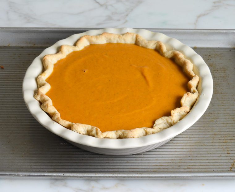 pumpkin pie ready to bake