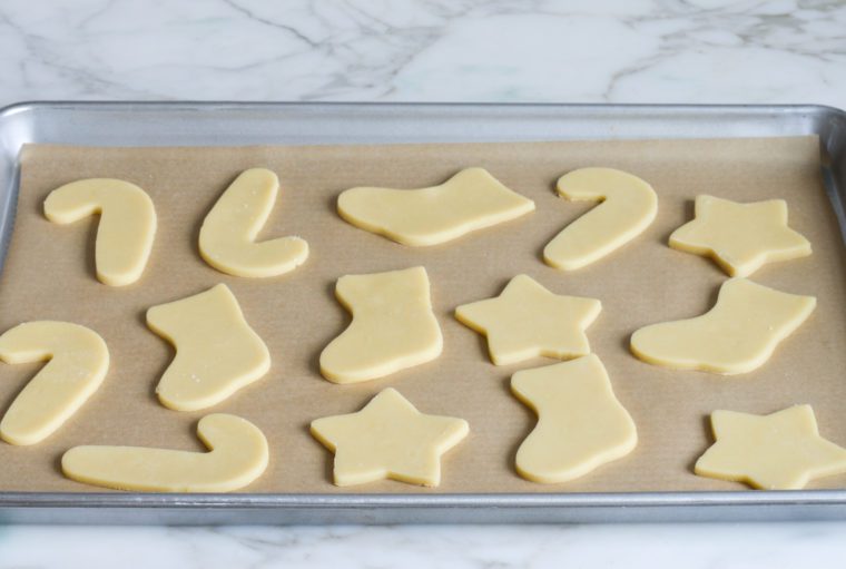 cut out sugar cookies ready to bake