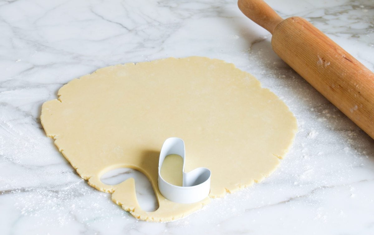 cutting out shapes in dough