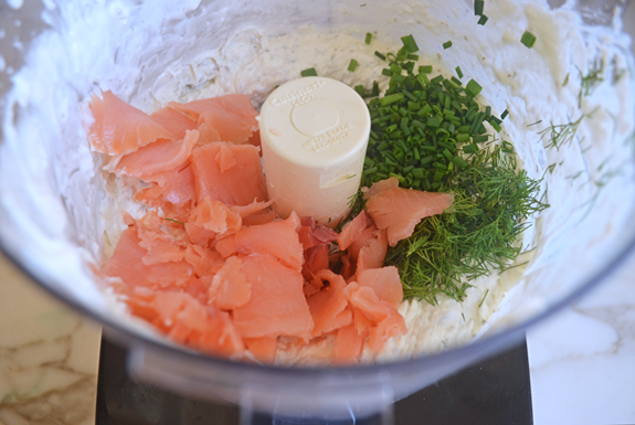 salmon, chives, and dill