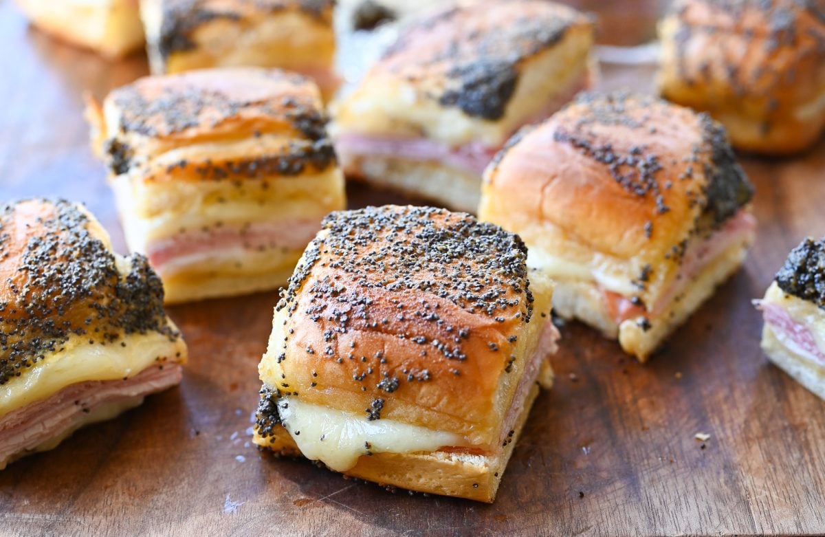 cut ham and cheese sliders