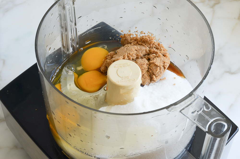 eggs and sugars in food processor
