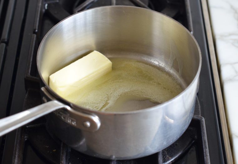 melting butter for mashed sweet potatoes
