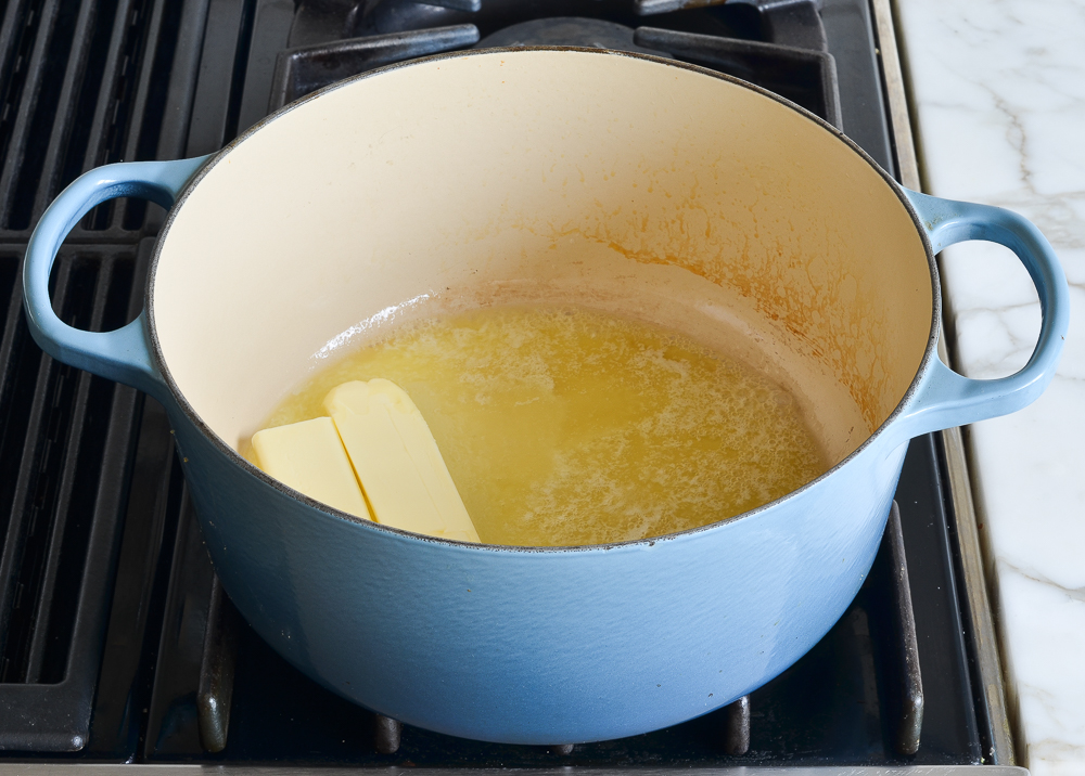 melting butter in pot.