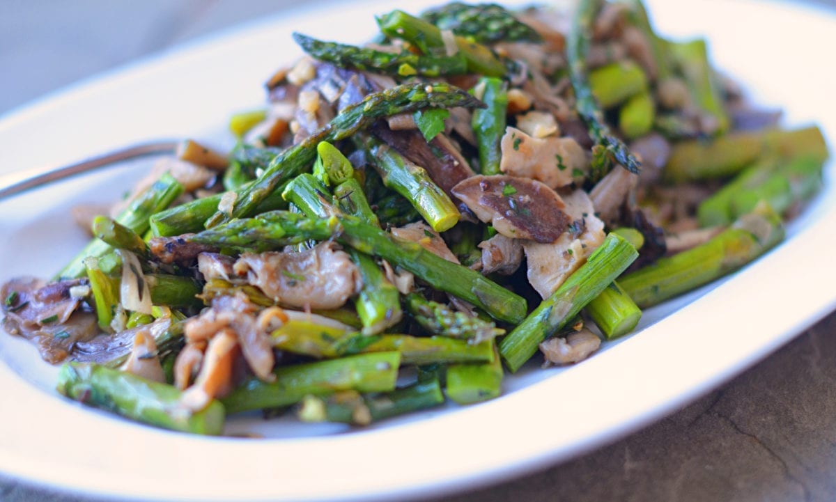 Sautéed Wild Mushrooms with Roasted Asparagus-image