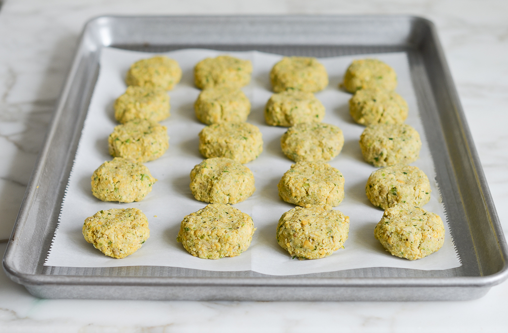 pan-frying the falafel