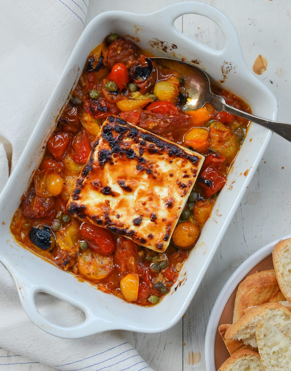 Broiled Feta with Garlicky Cherry Tomatoes & Capers-image