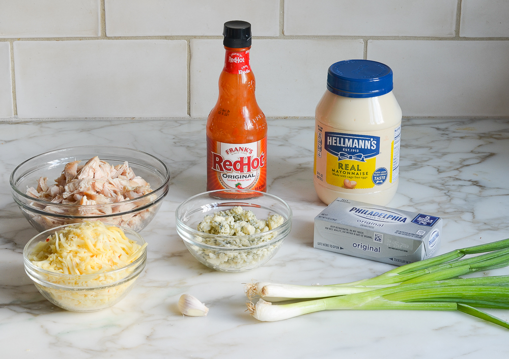 ingredients for buffalo chicken dip