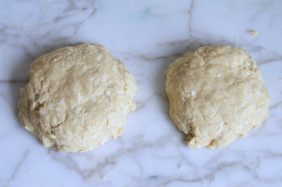 Two balls of pie crust dough.