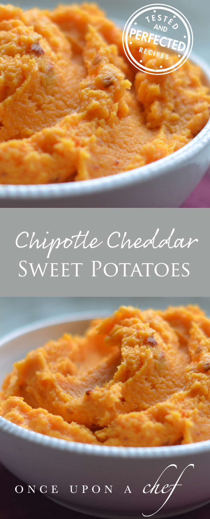 Mashed Chipotle Cheddar Sweet Potatoes - Once Upon a Chef