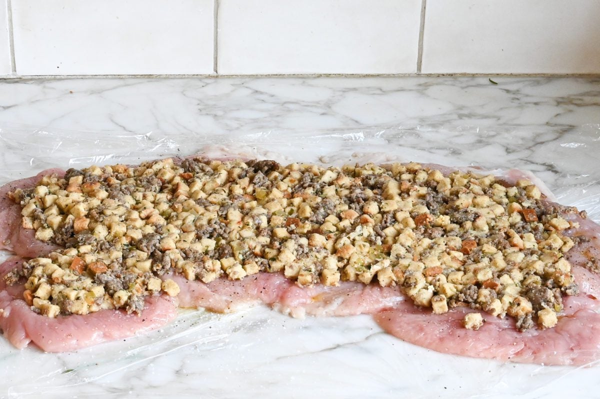 stuffing on turkey breast