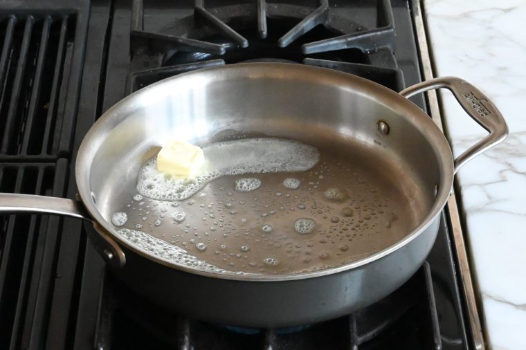 melting butter in skillet