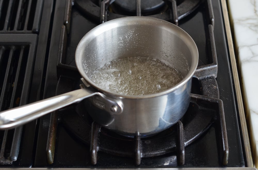 bringing sugar and water mixture to a boil