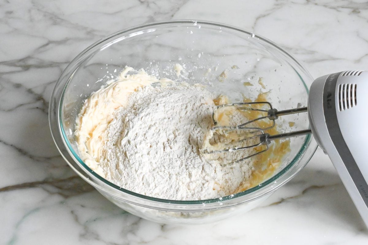 adding the flour to the butter mixture