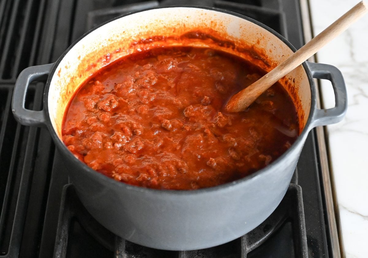 chili after simmering for two hours