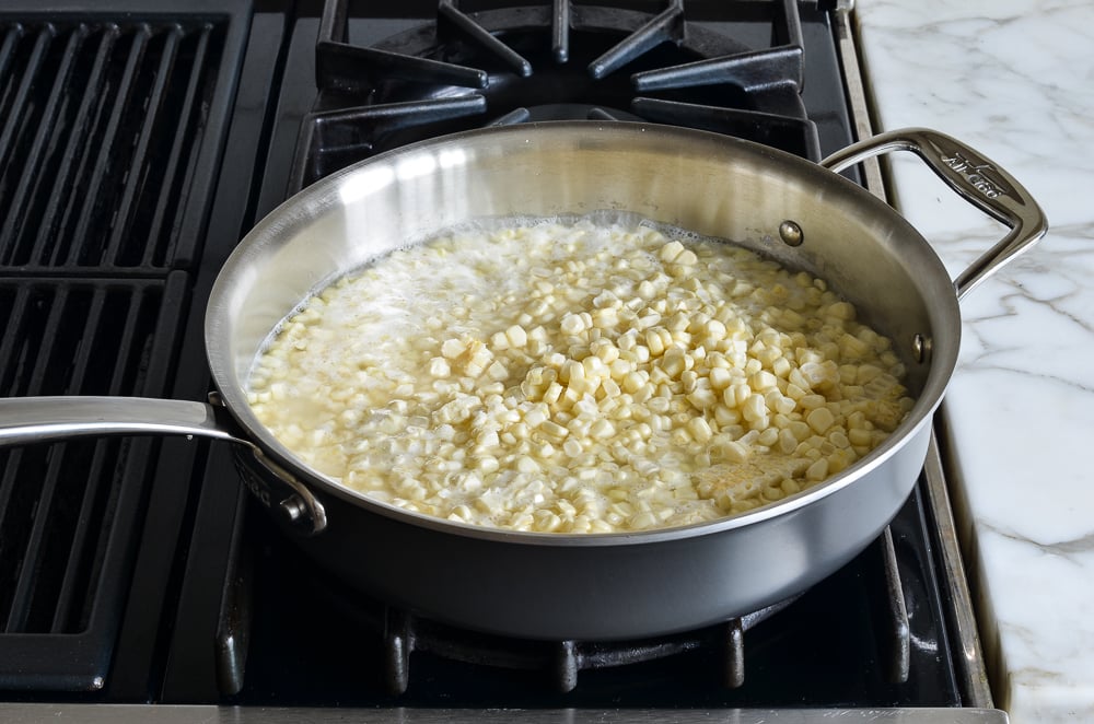 cooking corn in the skillet