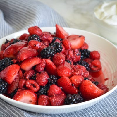 Bowl of macerated berries.