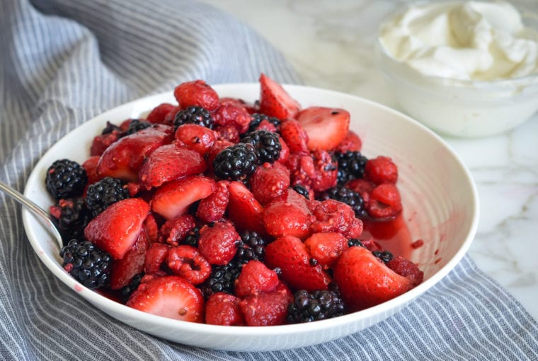 Bowl of macerated berries.