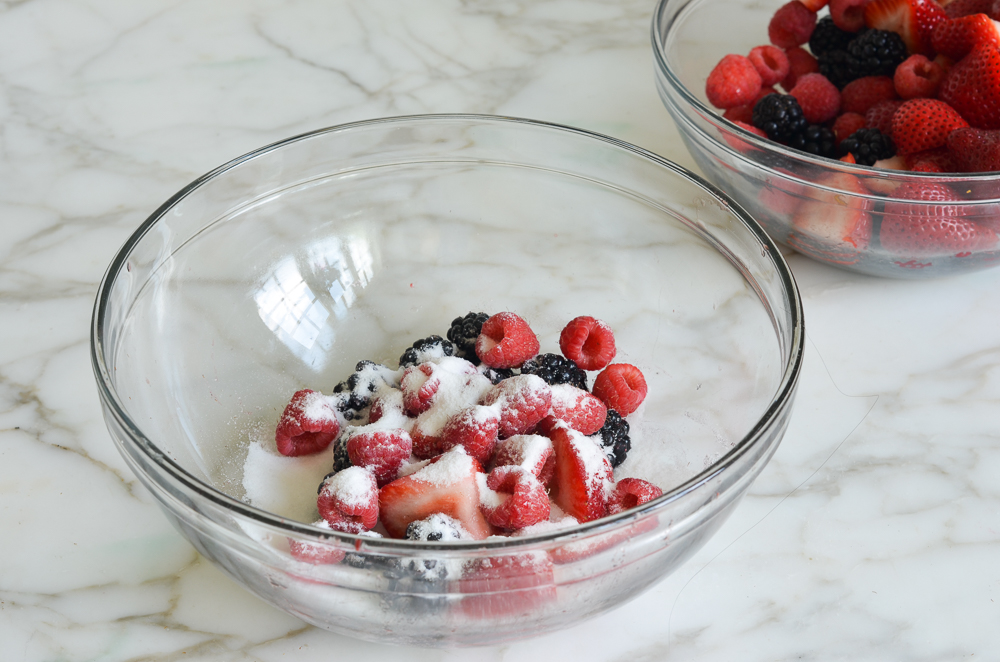 Bowl of sugared berries.