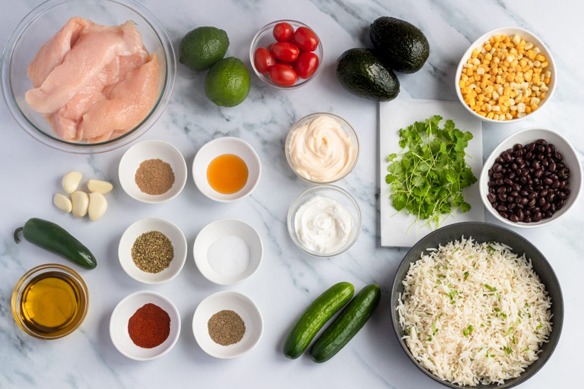 ingredients for burrito bowls