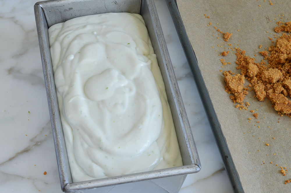 adding ice cream layer to loaf pan
